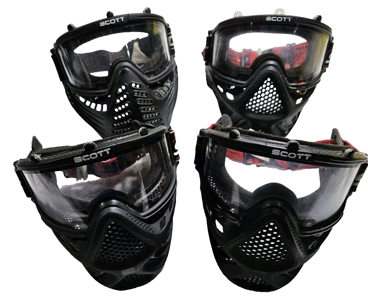 4 Vintage Scott Paintball Gun Game Mask & Goggles 2 Thermal Lens 2 Single Lens
