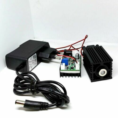 Focusable 100mw 532nm Green Dot Laser Diode Module w 12V Power Supply & Holder