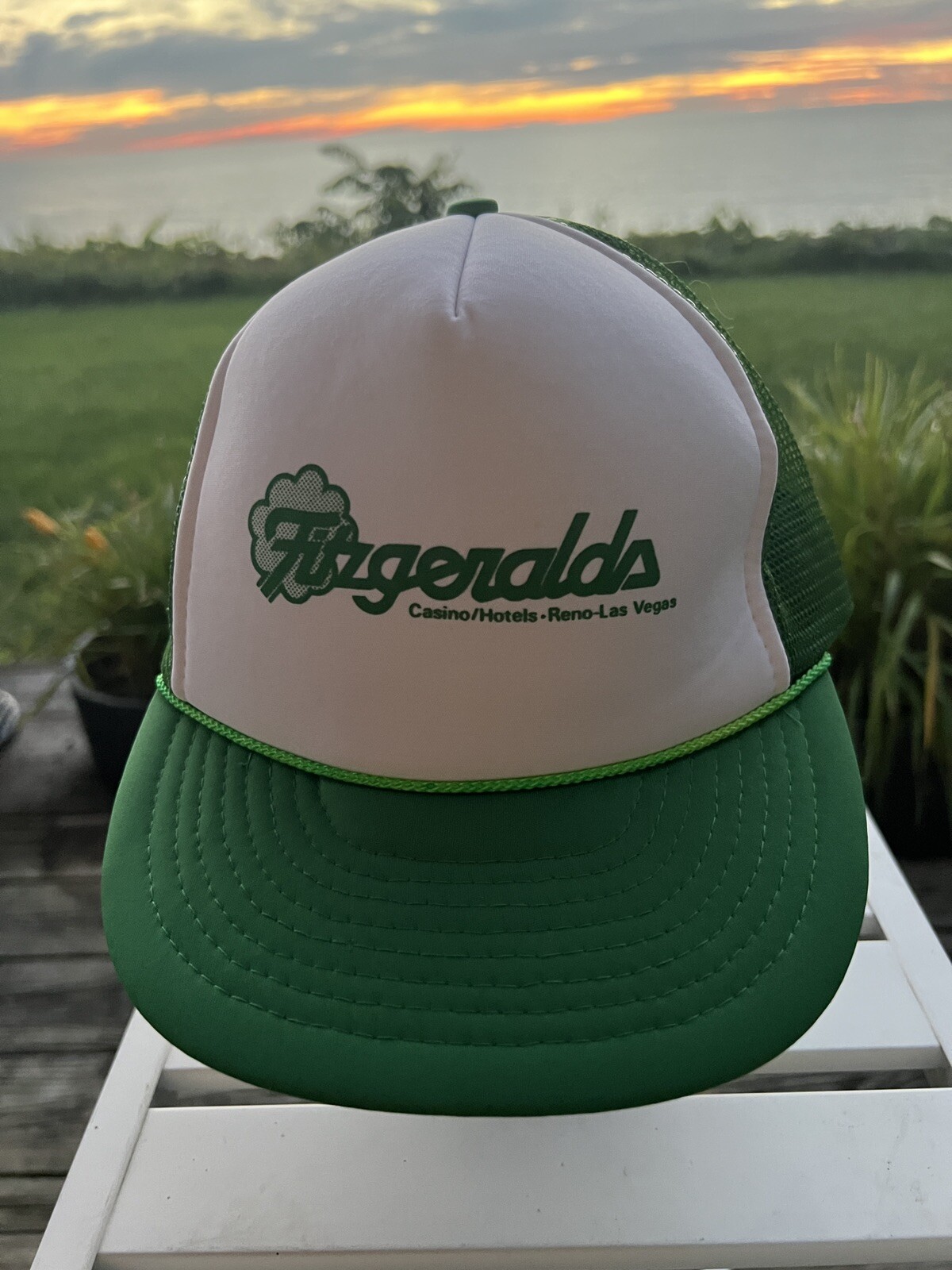 Vintage Fitzgeralds Mesh Snapback Trucker Hat Las Vegas Casino Cap Green