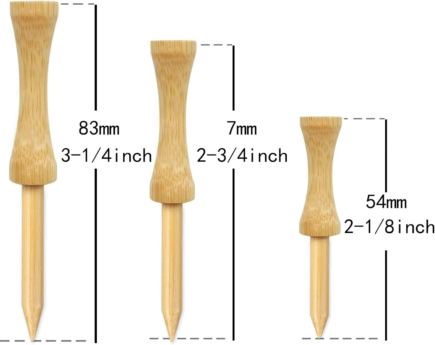 100 Pack Bamboo Step Down Golf Tees - Durable & Eco-Friendly Performance