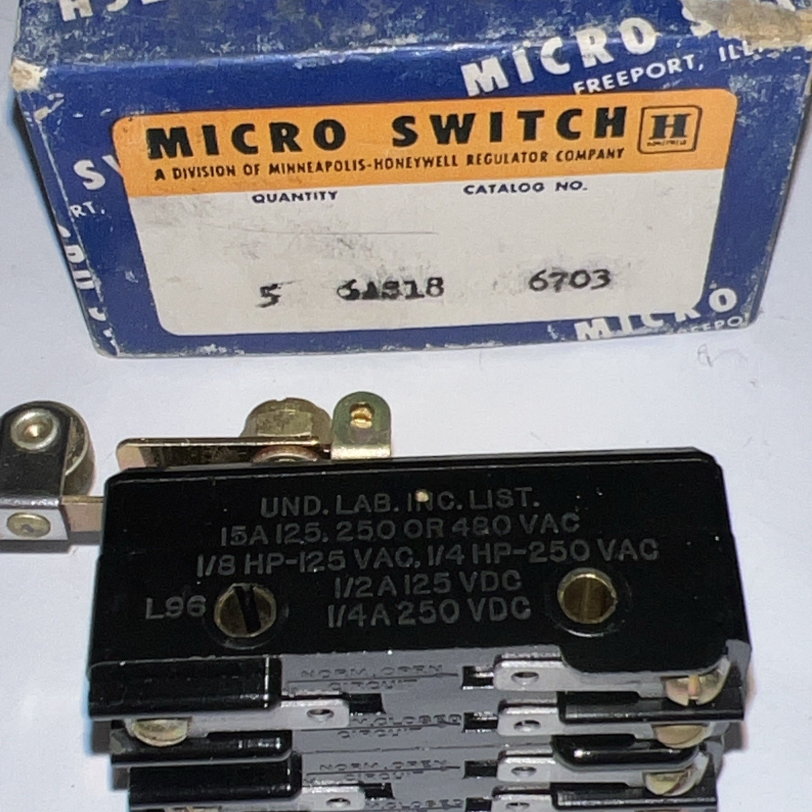 Micro Switch 6AS18 Dual Roller Switch By Honeywell New From Box 30 Day Returns