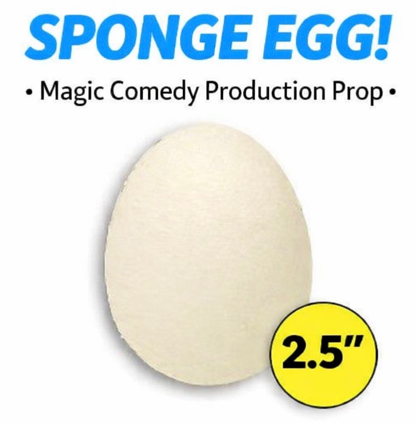 2.5" FOAM WHITE SPONGE EGG Prop Magic Trick Funny Chicken Clown Joke Gosh Soft