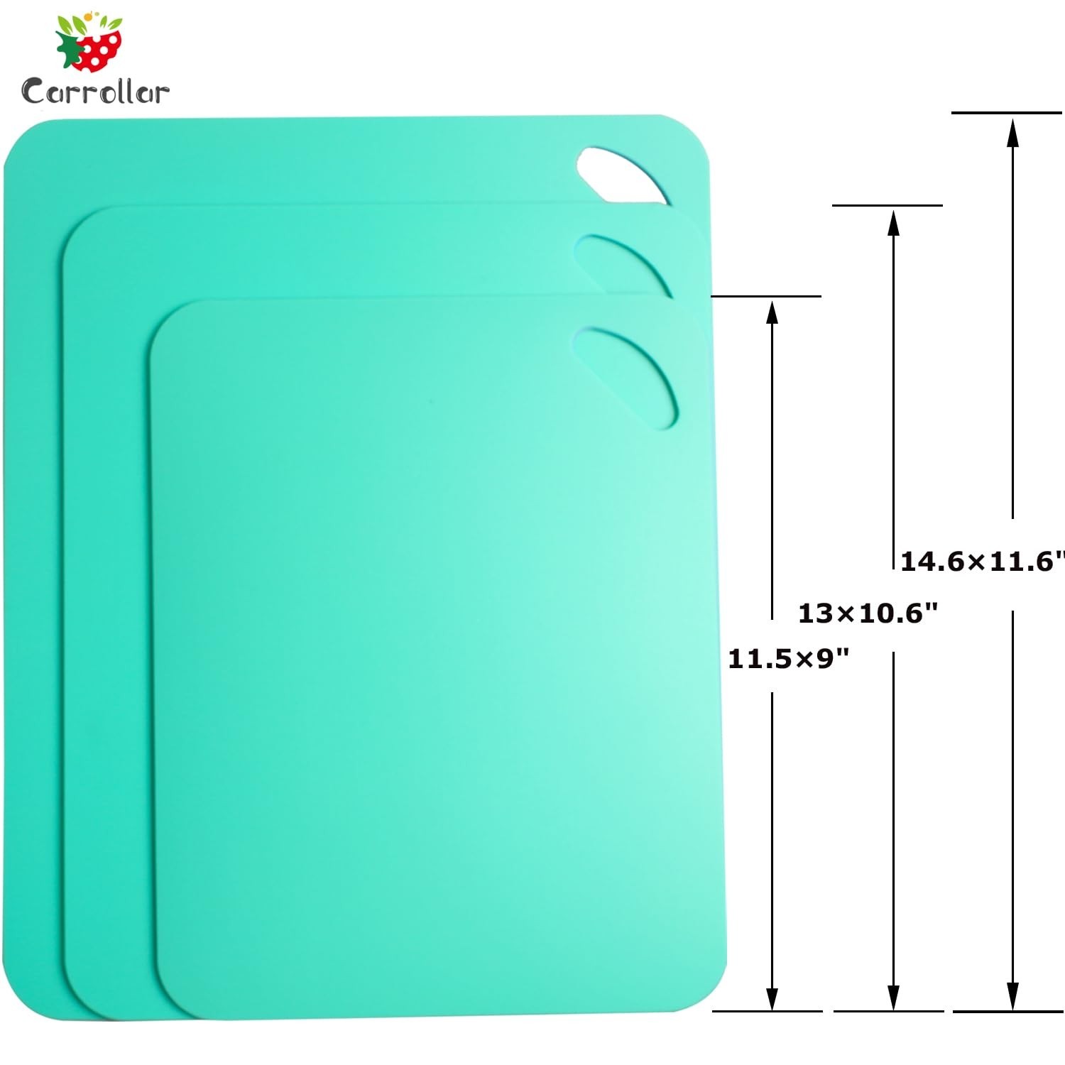 Plastic Flexible Cutting Mats for Kitchen, 3pcs Color Coded Chopping Board Se...