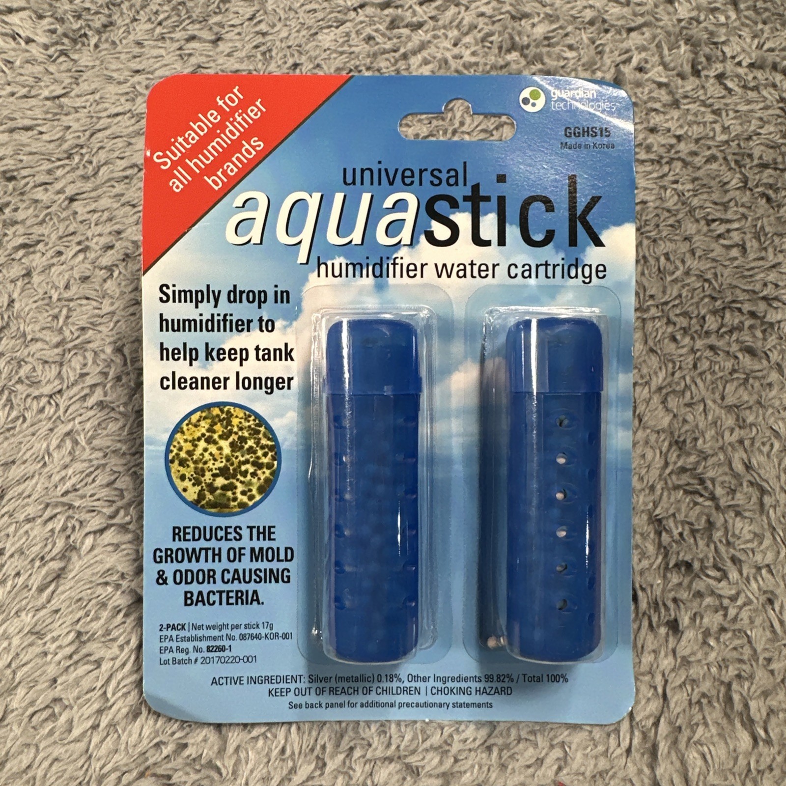 Aquastick Antimicrobial Humidifier Treatment, Universal Fit Reduces Odors 2 Pack