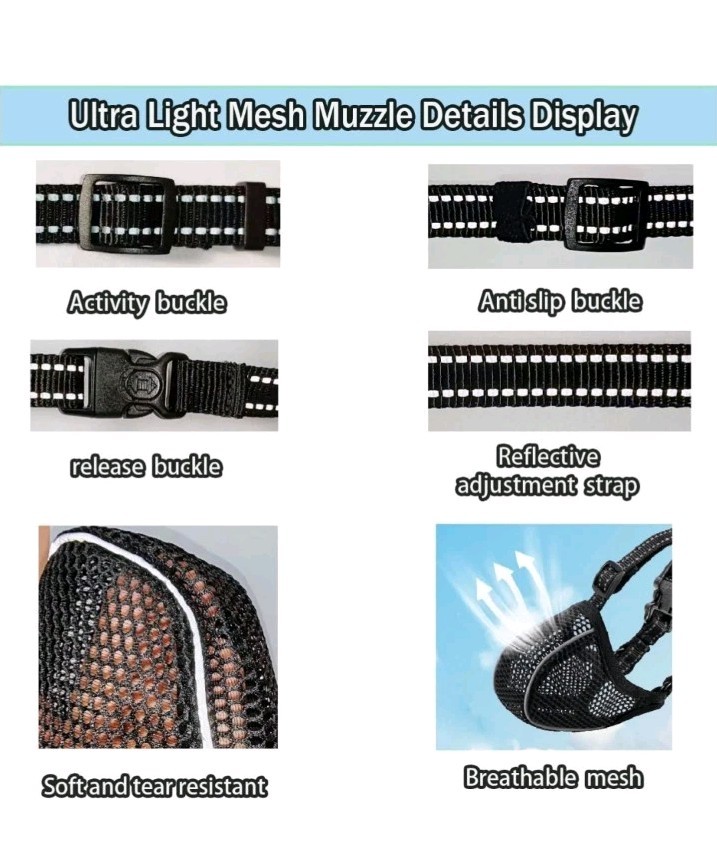 Dog Muzzle Mesh Soft Muzzle Size Small Dogs Breathable No Biting