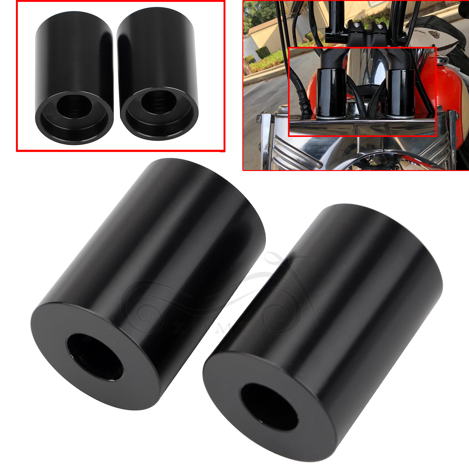1.75" Motor Black Riser Extension For Harley 1" Handlebars Softail Sportster 883