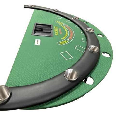 84" Blackjack Table, shaped wooden Legs, cup holders, replaceable armrest &felt