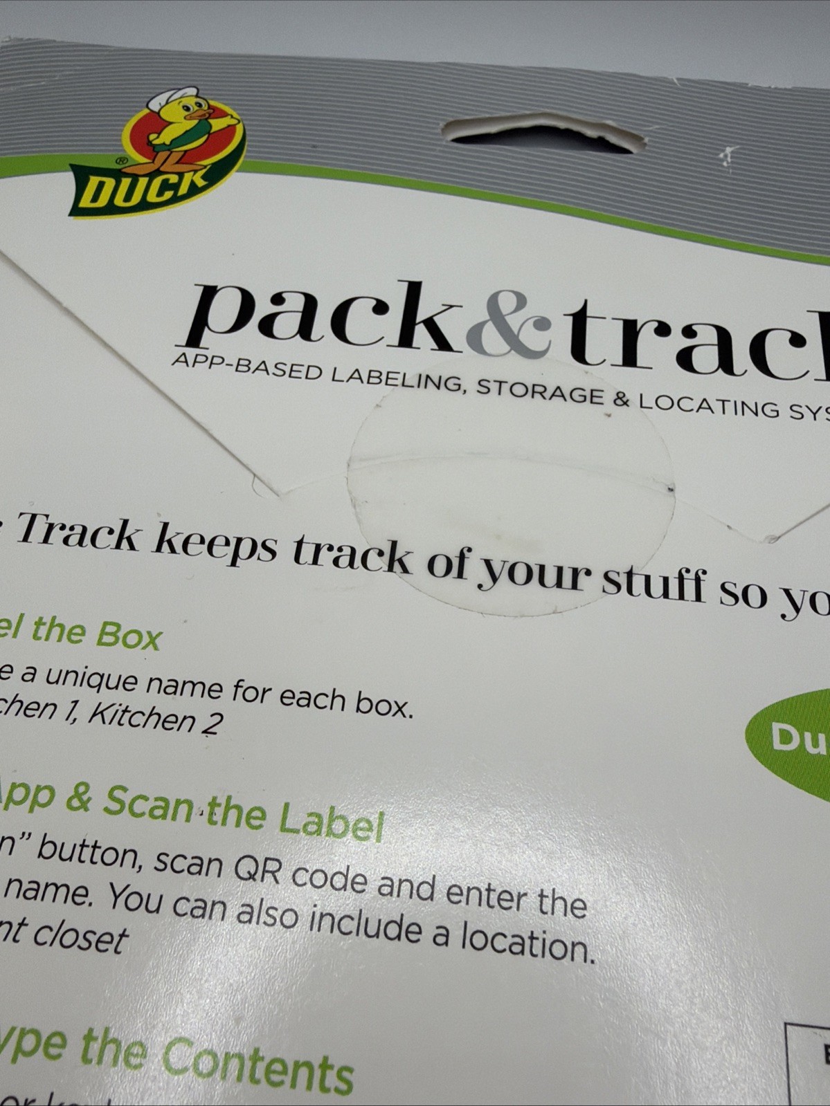 Duck Pack and Track Scannable Storage &Locating System 40 Label - White