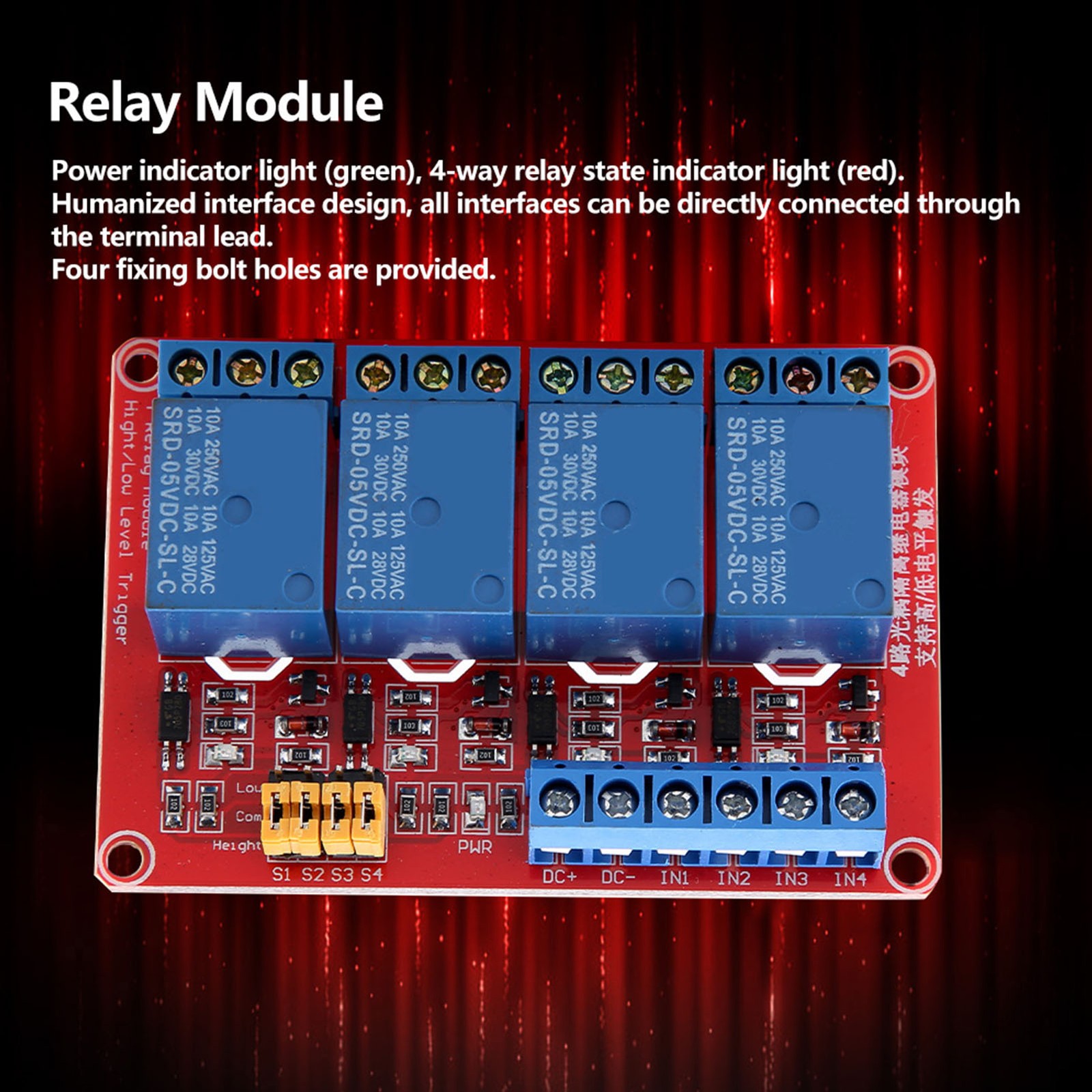 4 Channel Optocoupler Relay Module Board Stable Performance For Projects