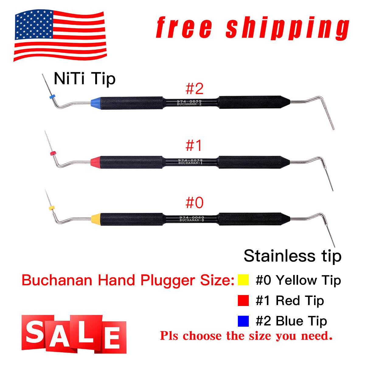 Dental Sybronendo Endo Buchanan Hand Plugger Niti Tip 1#2#3# For Fill Obturation