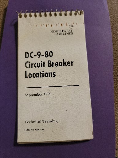 NORTHWEST AIRLINES POCKET TECHNICAL TRAINING DC-9-80 CIRCUIT BREAKER LOCATIONS