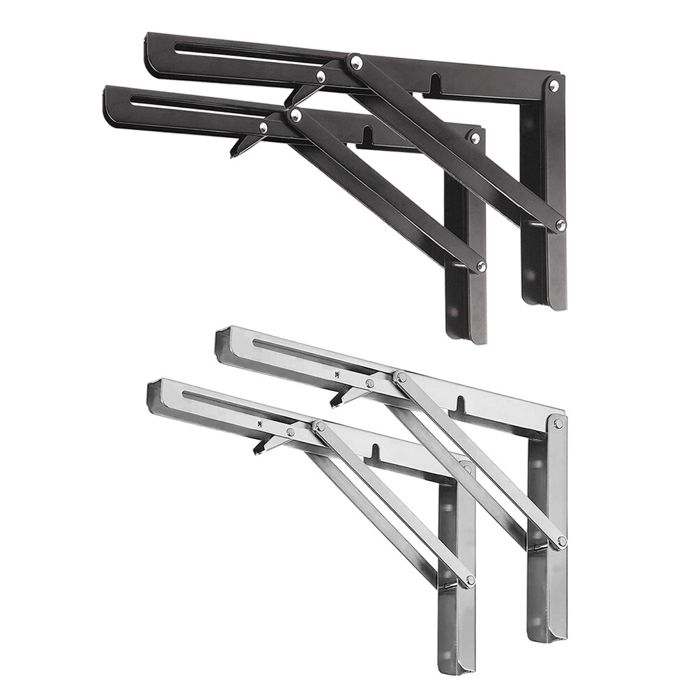 12/14" Heavy Duty Folding Shelf Brackets Wall Mounted Triangle Shelf Pack of 2