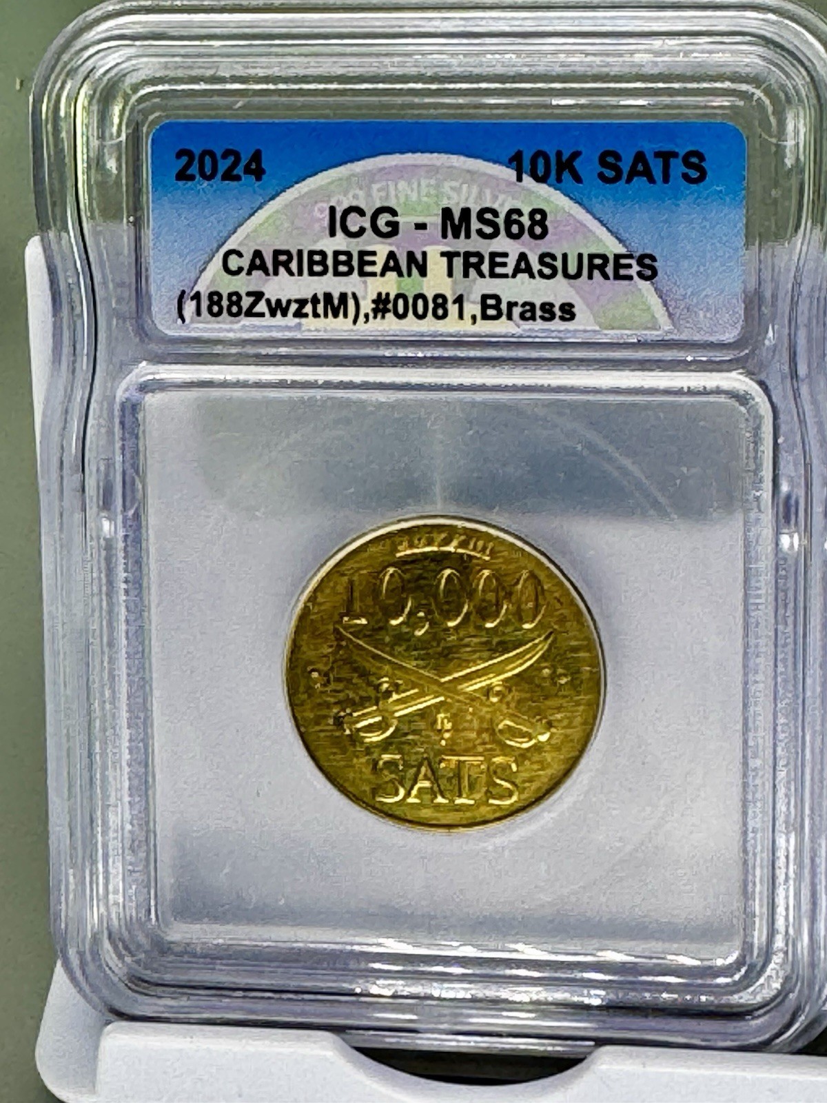 Caribbean Treasures CT #81 "PR"fund ed 10k sats .0001-bit coin Lealana CASASCIUS