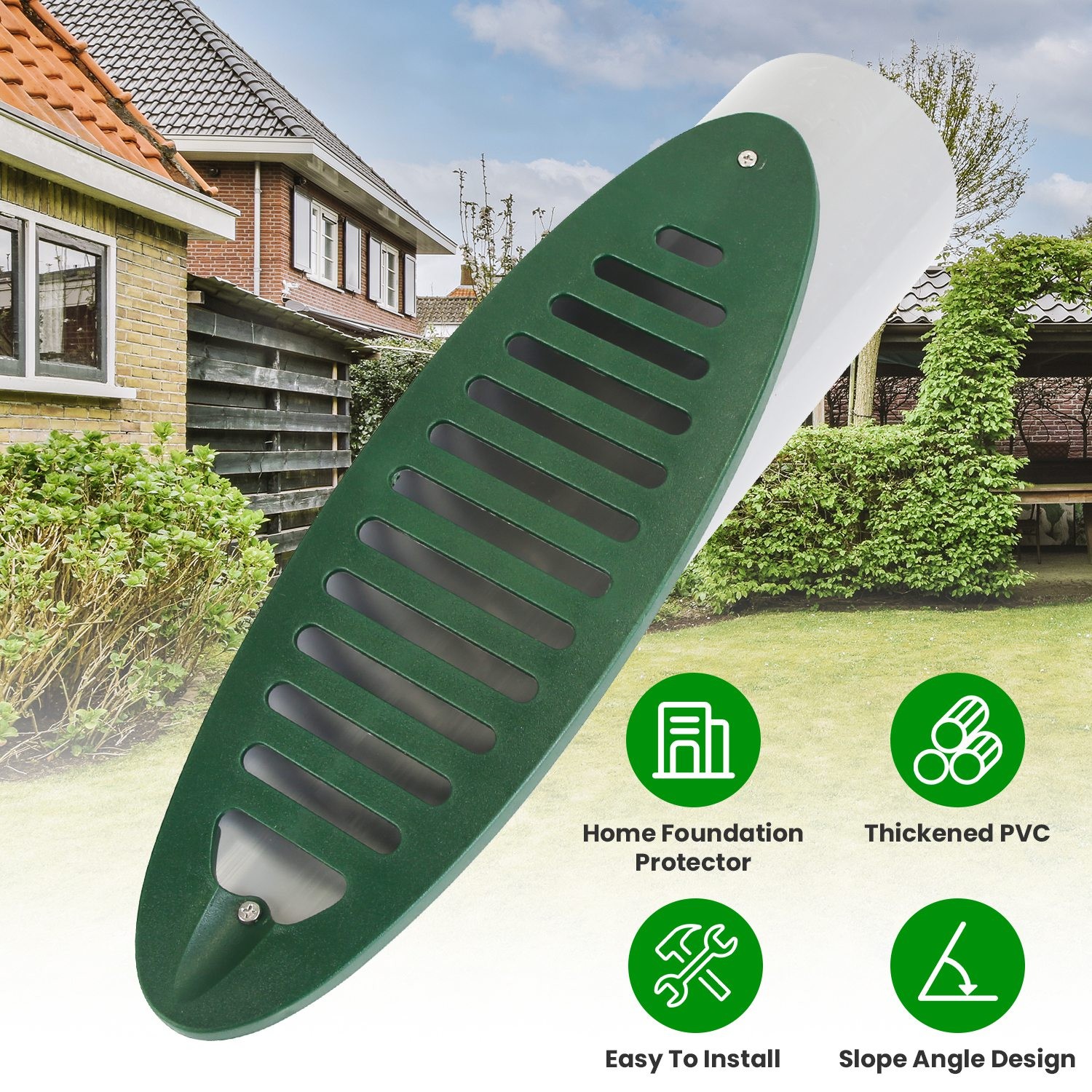 4in Green Angled Drainage Pipe Sloped Grate Yard Garden Drain Emitter Extension