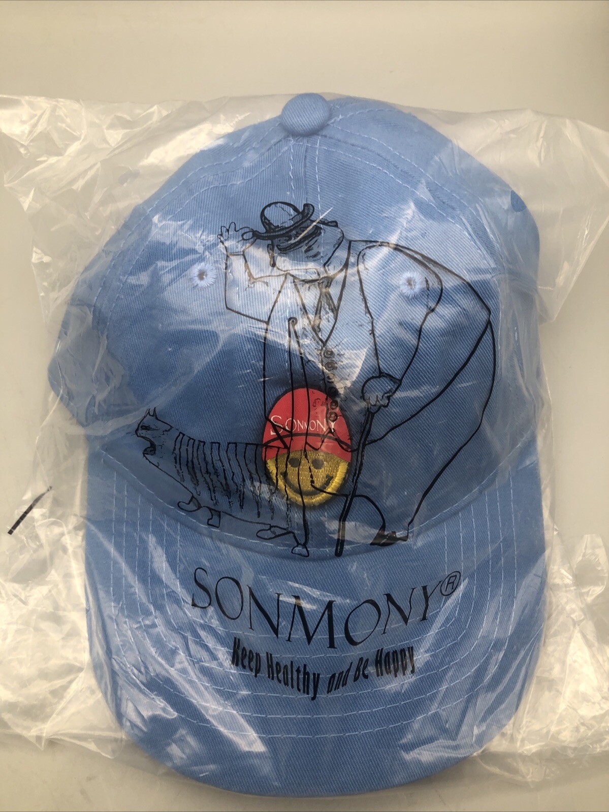 SONMONY Smile Face Baseball Hat Unstructured Smile Embroidered Hat Unisex Blue