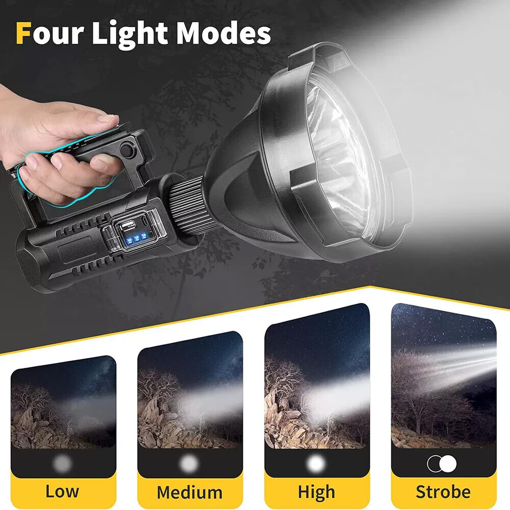 Rechargeable Spotlight 3000000 Lumens Led Spot Lights Outdoor Flashlight Tripod