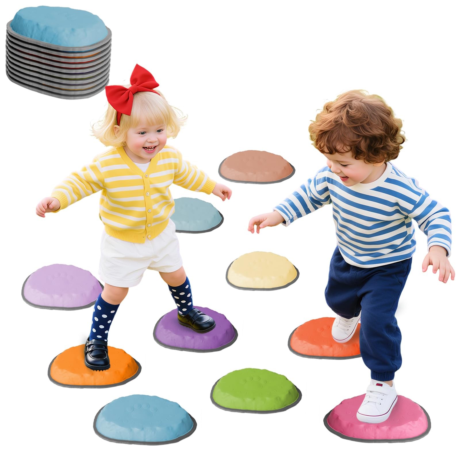 Stepping Stones for , 10 PCS Non-slip Toddlers' Balance Sensory Toys, Indoor ...