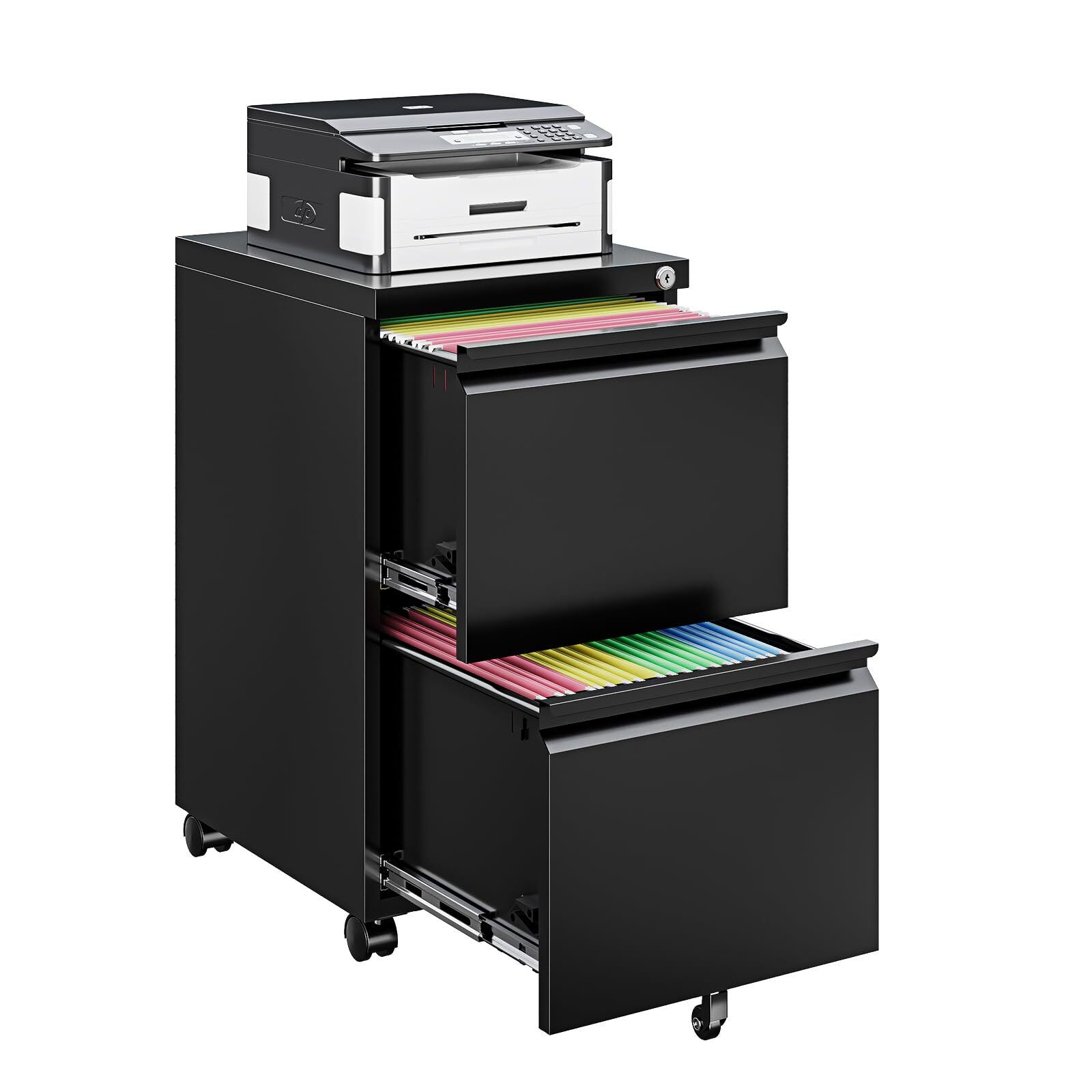 Metal Filing Cabinet 2 Drawer Rolling Office Cabinet Organizer File Storage Lock