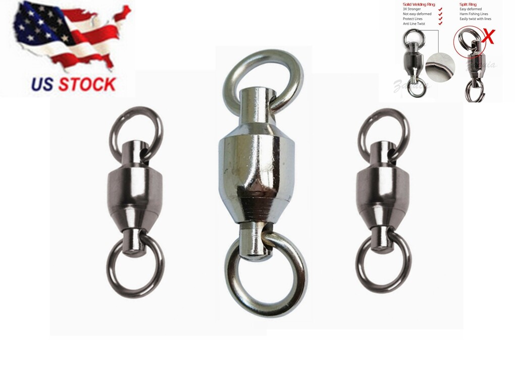25/50/100PCs Heavy Duty Fishing Ball Bearing Welding Rings Swivel Connector1#-6#