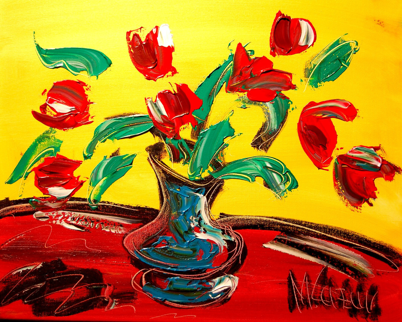 Flowers Original Oil Painting Canvas Wall Art Stretched