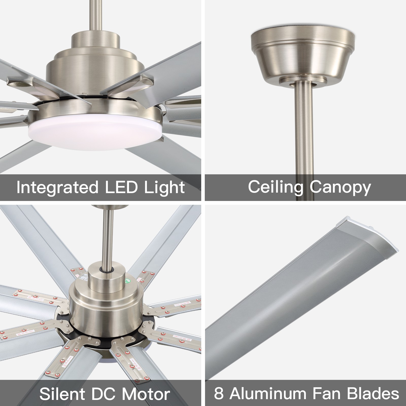 84'' Industrial Smart Ceiling Fan w/ Light and Remote Work with APP Alexa Google