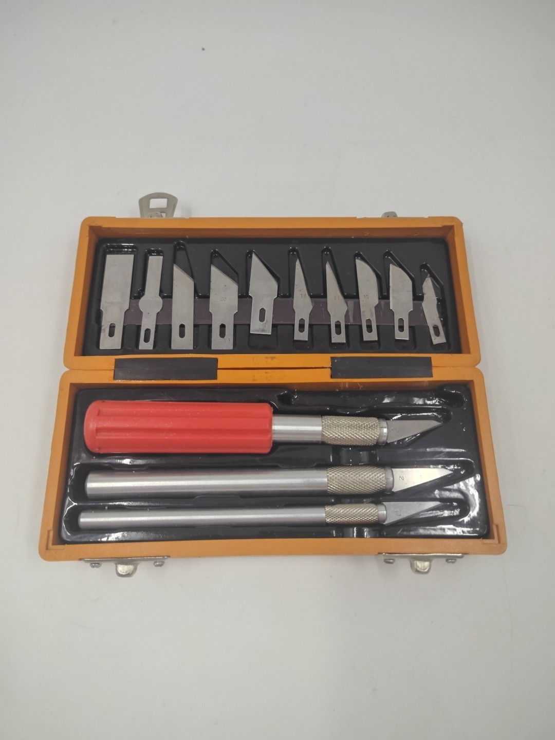 Vintage Wood Carving Knife Set w/ 10 Blades & 3 Handles Hobby Craft Kit Case