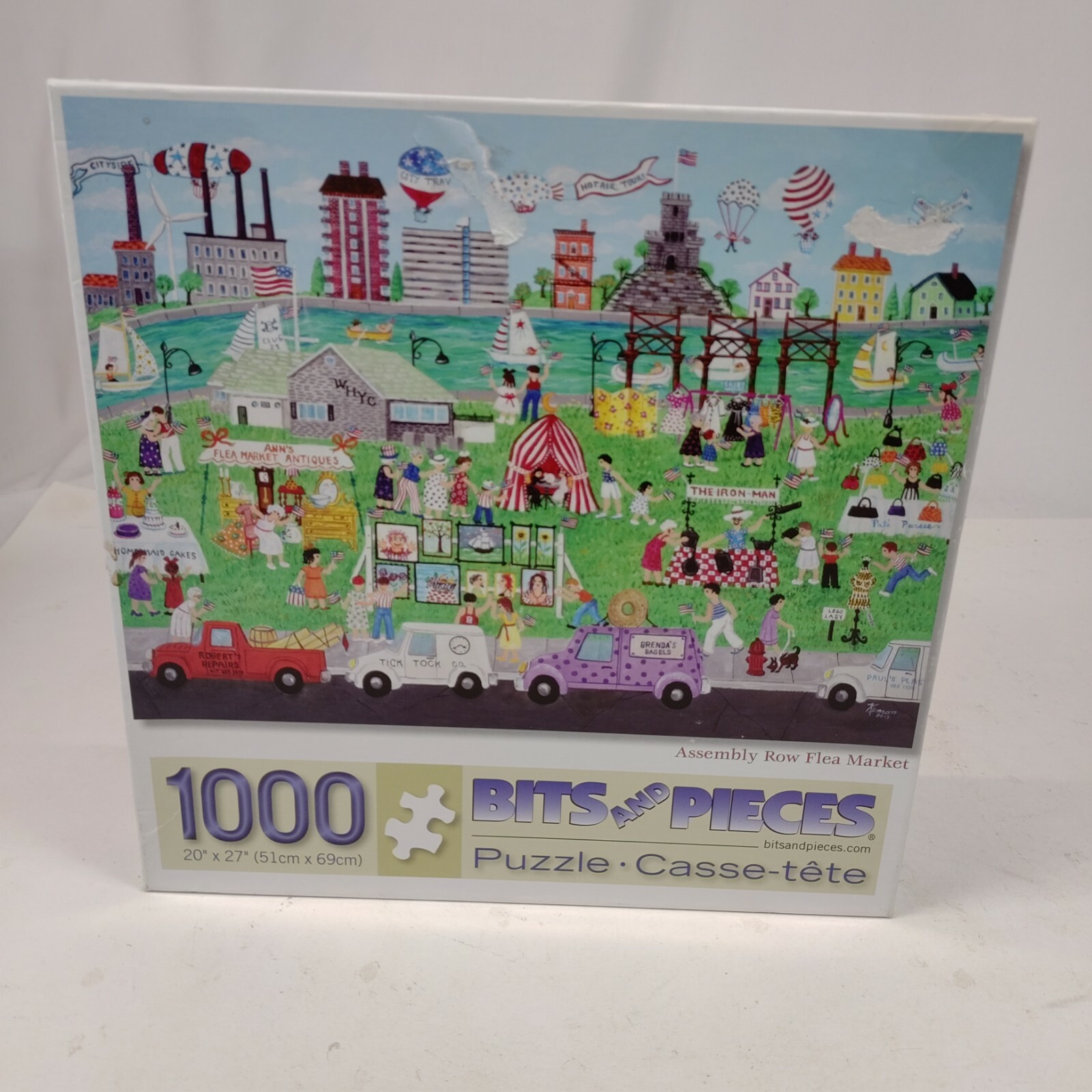 Bits & Pieces Assembly Row Flea Market 1000 Piece Jigsaw Puzzle ALL COMPLETE