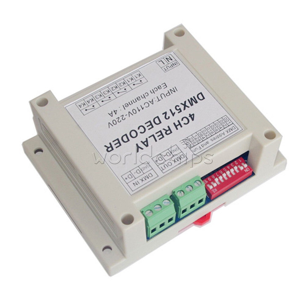 AC110-220V 4Channel DMX512 Relay Switch DMX Relay Controller + Case For Lamp
