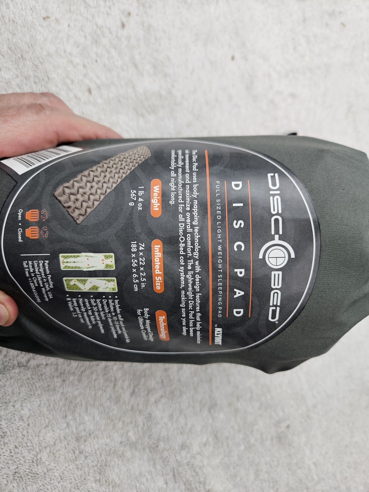 KLYMIT DISC-O-BED DISCPAD FULL SIZE