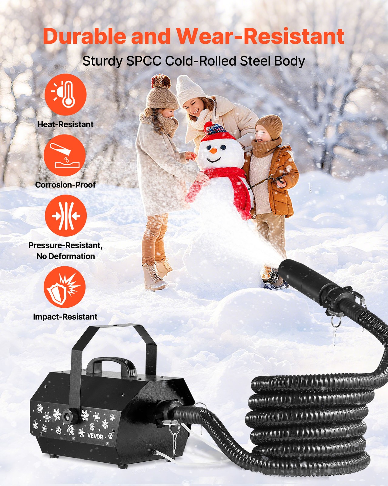 VEVOR Snow Machine 1300W Wireless Remote Control Handheld Hanging Snow Maker