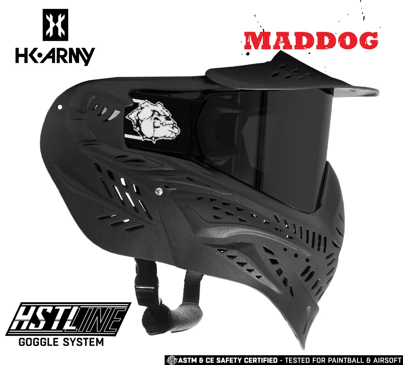 Maddog HK Army HSTL Paintball Mask Airsoft Goggle w/ Thermal Anti-Fog SMOKE Lens