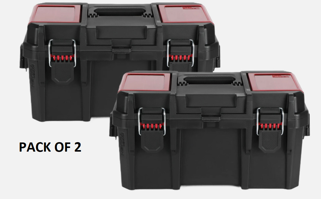 2x Hyper Tough 16 Inch Toolbox Heavy Duty Resin Storage with Padlock Security
