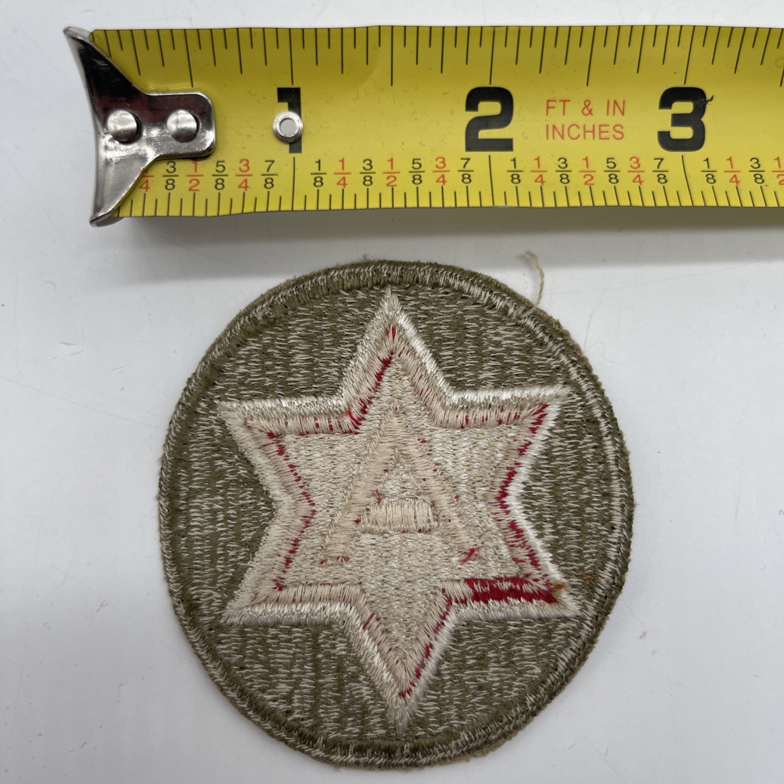 U.S. Military 6th Army Cut Patch Insignia “A” 6 Pointed Star ~2.5” Round Older