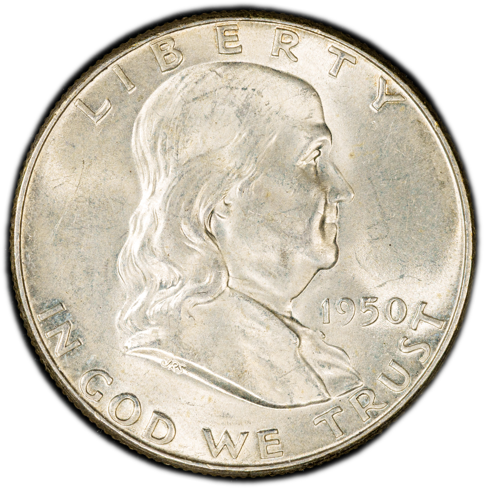 1950-P PCGS MS63 FBL Franklin Half Dollar | Frosty Skin | Nearly Full Bell Lines