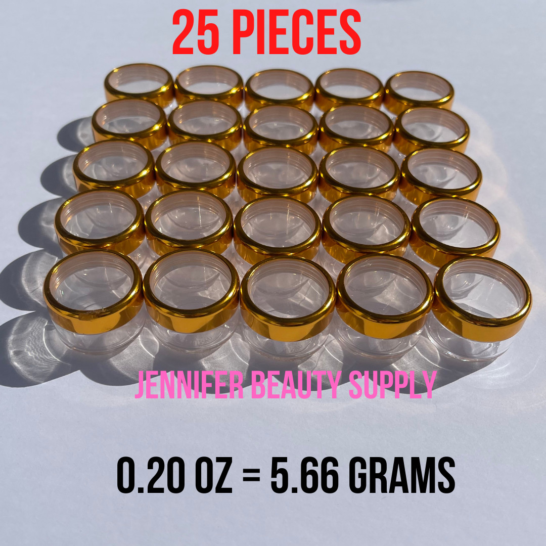 25 PIECES CLEAR PLASTIC COSMETIC SAMPLE CONTAINER 5 GRAMS JARS POT SMALL EMPTY