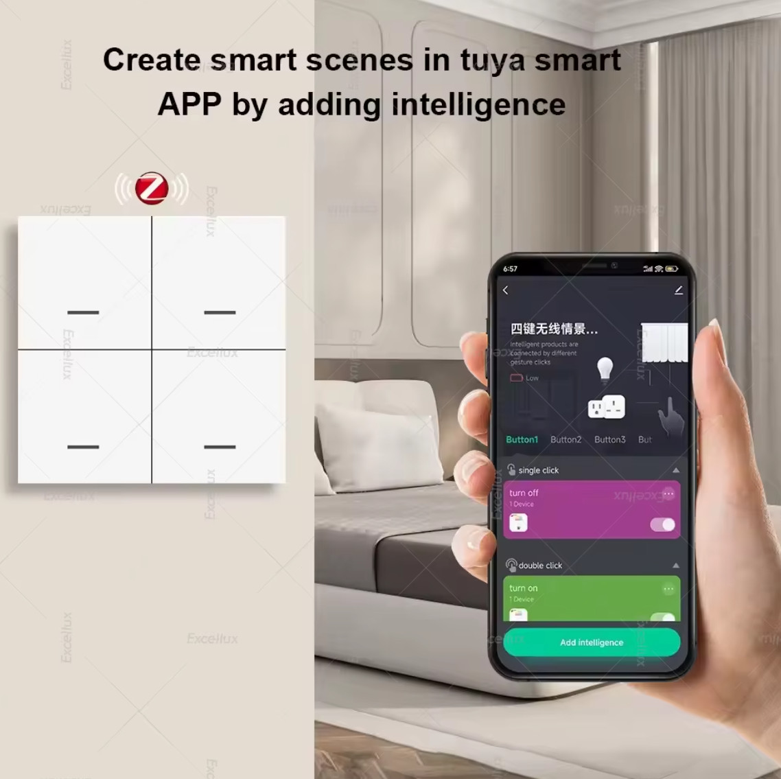 Smart ZigBee Scene Switch Wireless Scene Switch 4 Gang 12 Mode Automatic