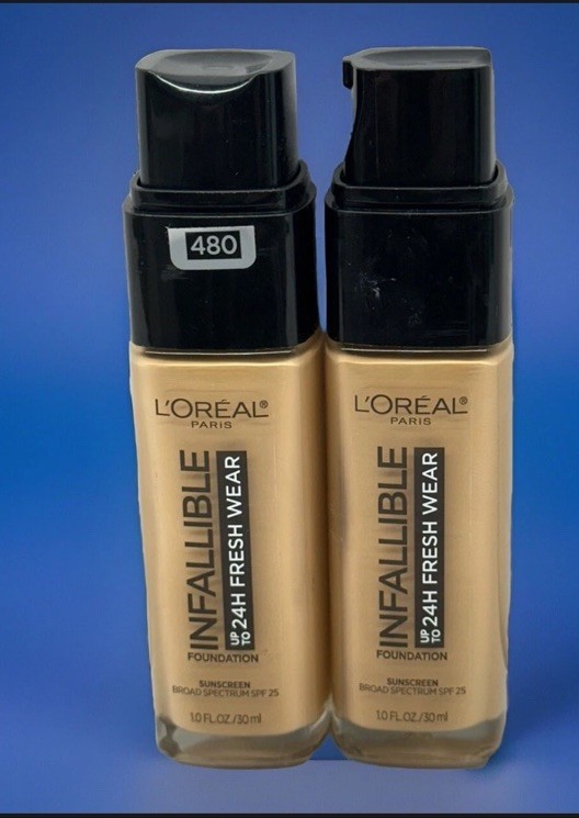 LOREAL Infallible 24hr Fresh Wear Foundation 480 Radiant Sand Read ~ 2 pcs