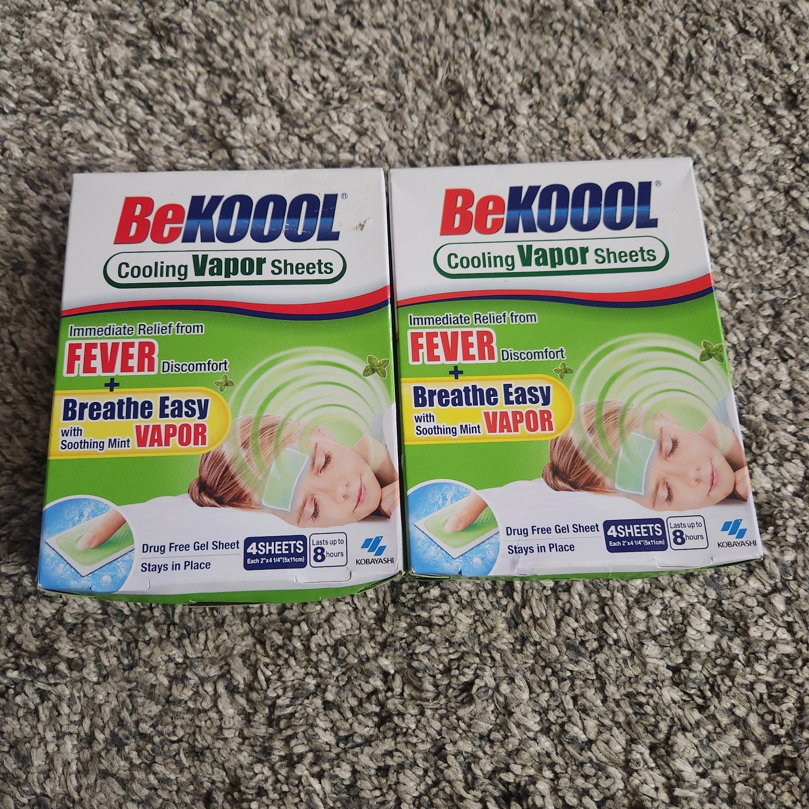2 Boxes Be Koool Cooling Vapor Sheets Immediate Fever Relief