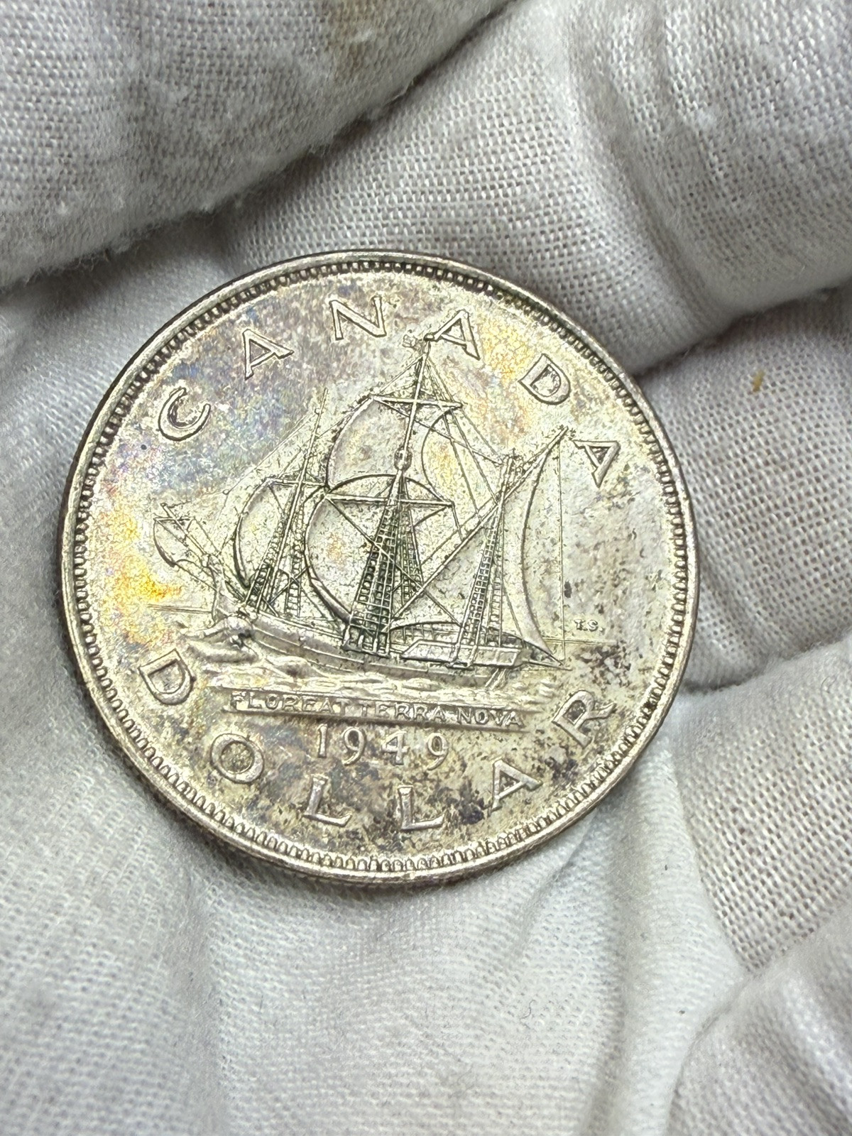 1949 Canada Silver Dollar, Gem BU, Gorgeous Toning K62