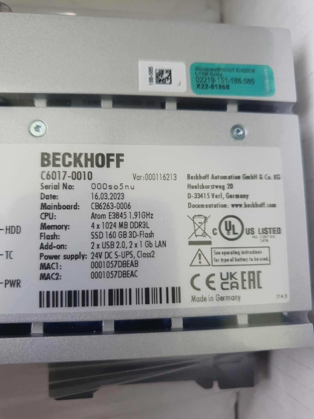 Beckhoff C6017-0010 NEW C60170010