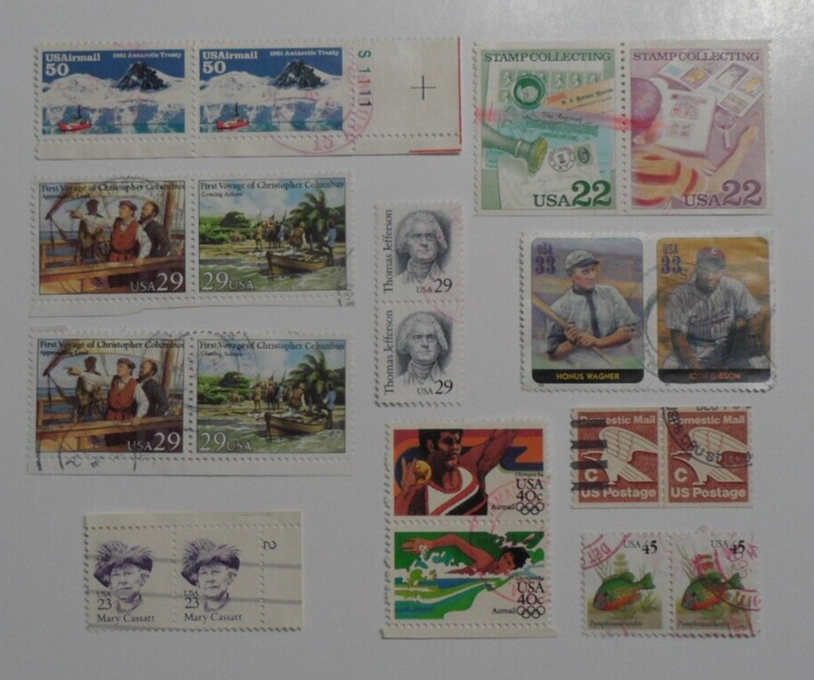 STAMPMART : USA 10v DIFFERENT PAIR FINE USED STAMPS