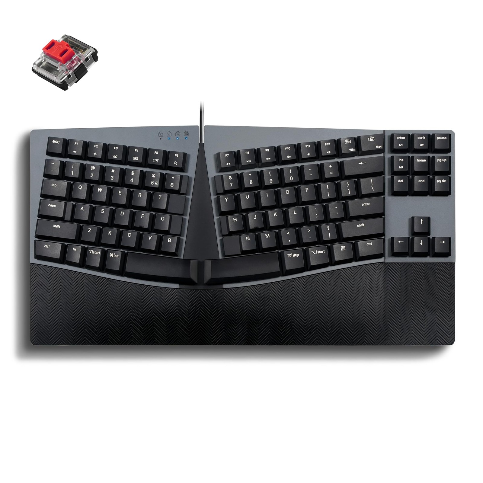 Perixx PERIBOARD-335RD Wired Ergonomic Mechanical Compact Keyboard - Low-Profile