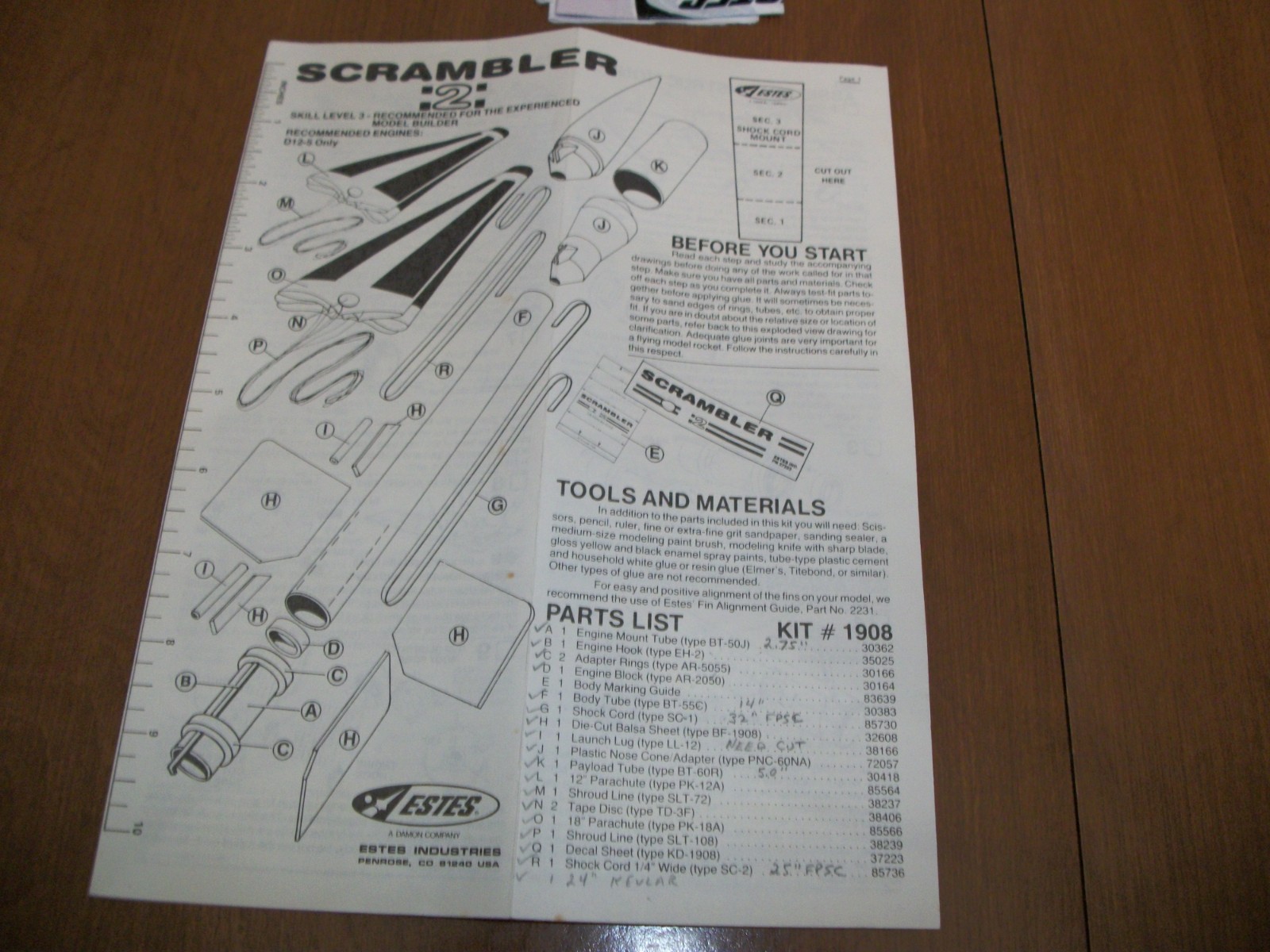 ESTES "SCRAMBLER:2" FLYING MODEL ROCKET