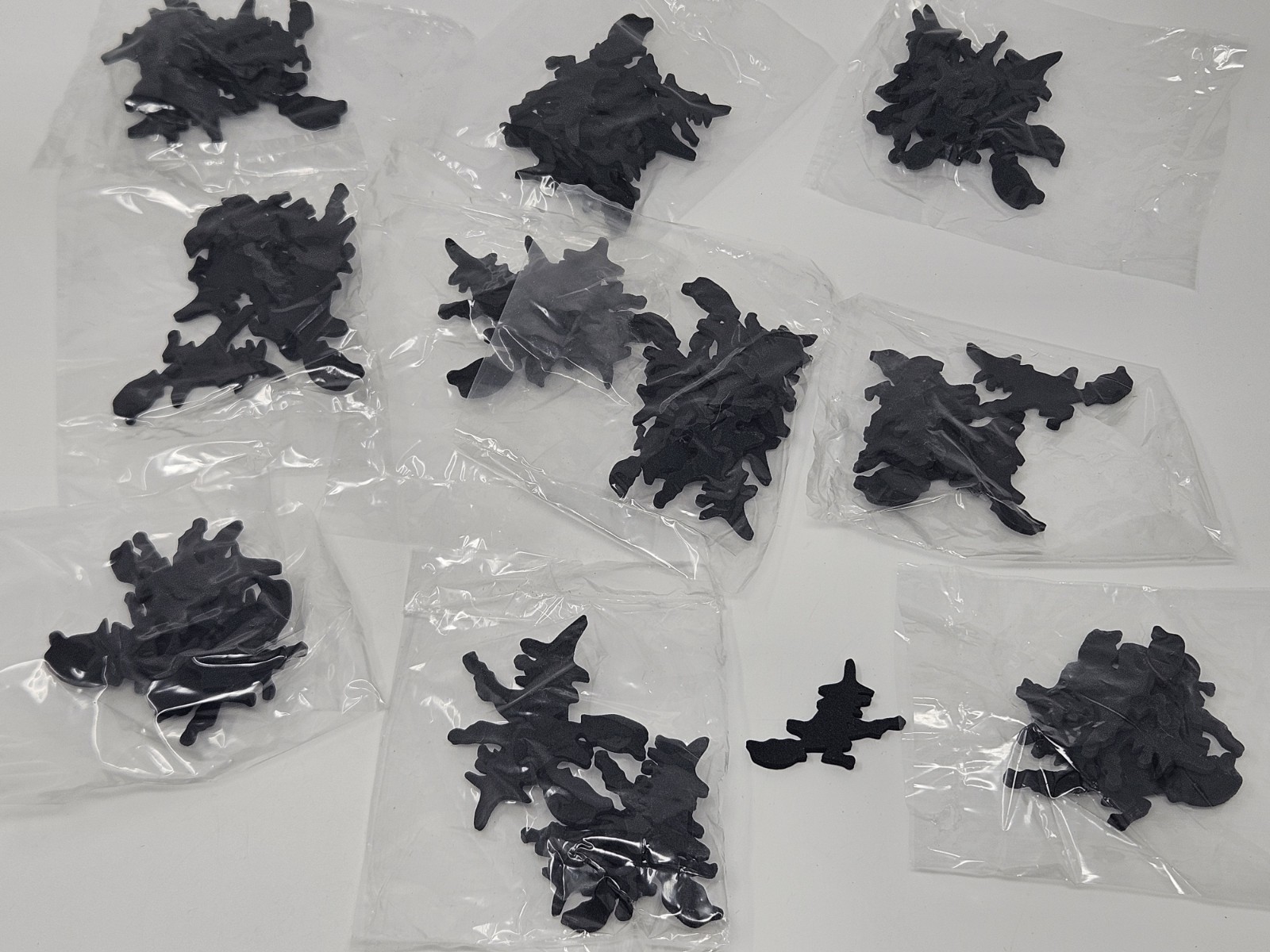 Lot of Black Witch Halloween Foam Shapes Decoupage Arts Crafts Scrapbooking