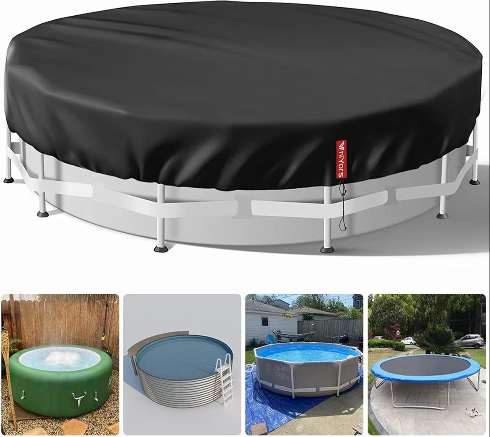 18Ft Round Pool Cover - Solar Covers for Above Ground Pools, Oxford Fabric Pool