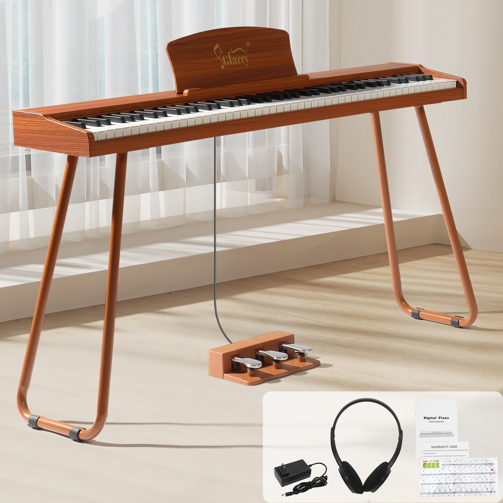 Glarry 88 Key Semi-Weighted Digital Home Piano for Student School Band