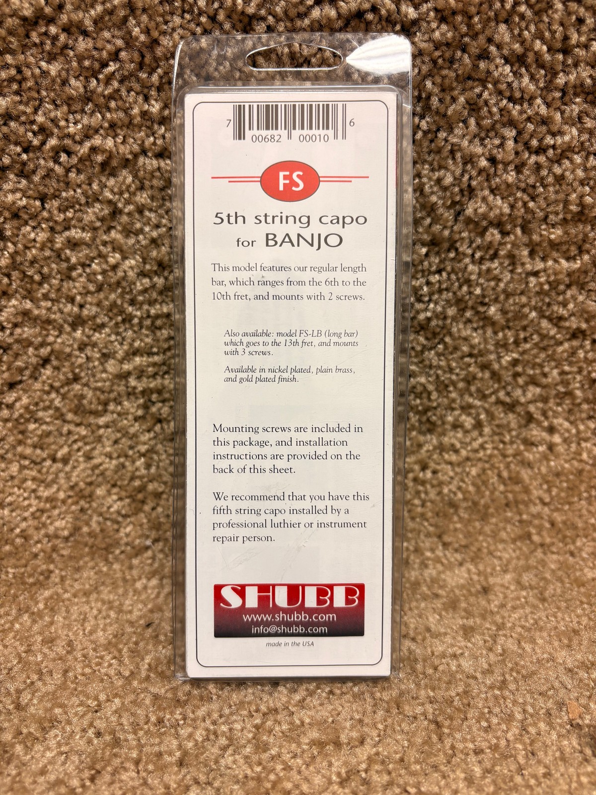 Shubb FS Banjo 5th String Capo