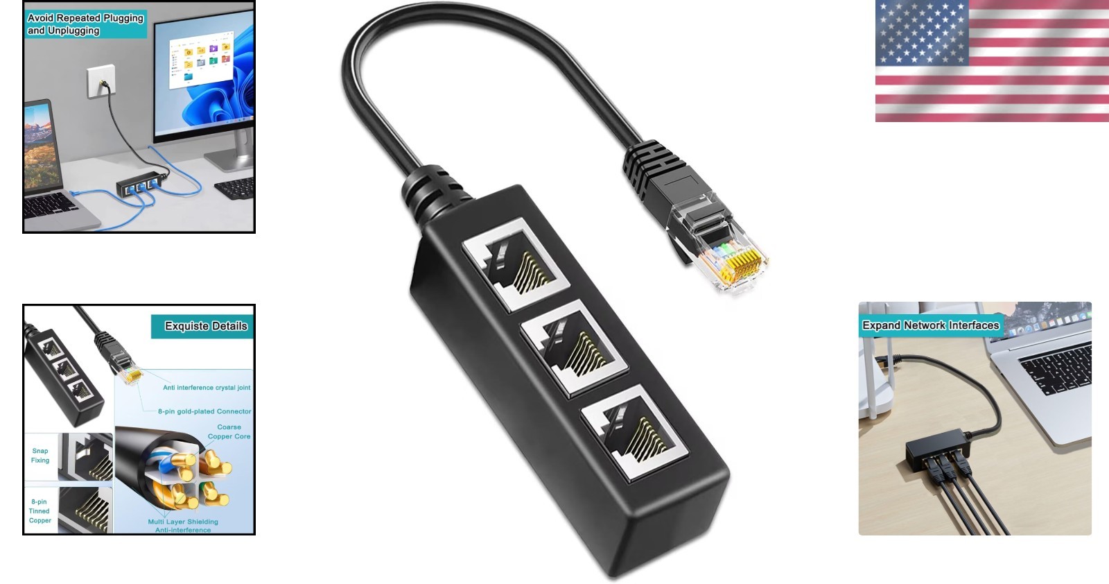 Starlink Compatible RJ45 Splitter 1 to 3 - High-Speed Connectivity Solution