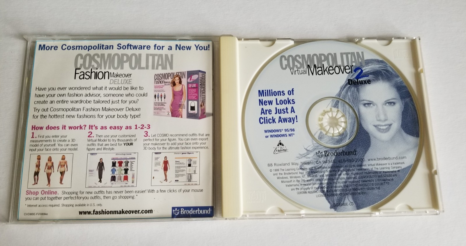 Vintage CD - Cosmopolitan Virtual Makeover 2 Deluxe - Broderbund Software 1999