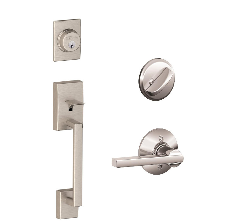 Schlage F58 CEN 619 & F59 LAT 625 interior & exterior handleset w/dead bolt, key